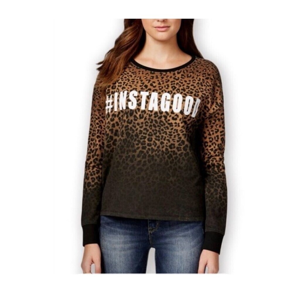 NEW Rampage sweatshirt screen print ombre leopard #INSTAGOOD SZ LG comfortable